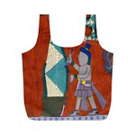 Mexico Puebla Mural Ethnic Aztec Full Print Recycle Bags (M)  Back