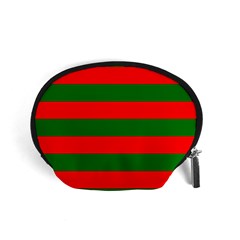 Red And Green Christmas Cabana Stripes Accessory Pouches (small)  by PodArtist