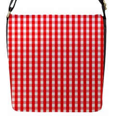 Large Christmas Red And White Gingham Check Plaid Flap Messenger Bag (s) by PodArtist