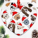 Christmas Puppies Heart Ornament (Two Sides) Front