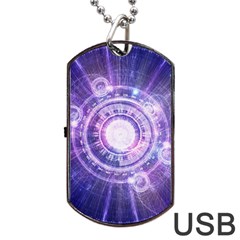 Blue Fractal Alchemy Hud For Bending Hyperspace Dog Tag Usb Flash (one Side) by jayaprime