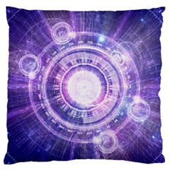 Blue Fractal Alchemy Hud For Bending Hyperspace Large Flano Cushion Case (one Side) by jayaprime