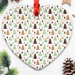 Reindeer Christmas Tree Jungle Art Ornament (heart) by patternstudio