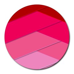 Geometric Shapes Magenta Pink Rose Round Mousepads by Celenk