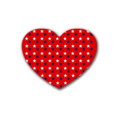 Patriotic Red White Blue Usa Rubber Coaster (heart)  by Celenk