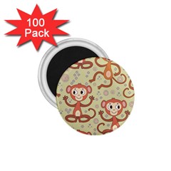 Cute Cartoon Monkeys Pattern 1 75  Magnets (100 Pack)  by Bigfootshirtshop