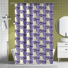 Bat And Ghost Halloween Lilac Paper Pattern Shower Curtain 48  X 72  (small)  by Celenk