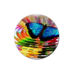 Blue Morphofalter Butterfly Insect Rubber Round Coaster (4 Pack)  by Celenk