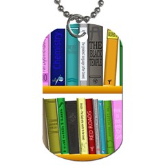 Shelf Books Library Reading Dog Tag (one Side) by Celenk