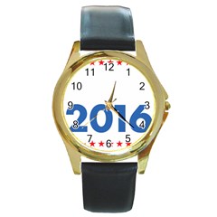 Wtf? 2016 Round Gold Metal Watch by dreiser