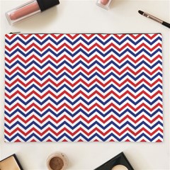 Navy Chevron Cosmetic Bag (xxl)  by jumpercat