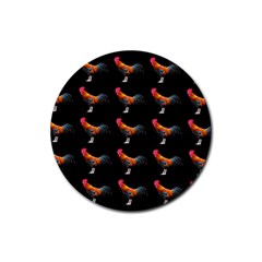 Background Pattern Chicken Fowl Rubber Round Coaster (4 Pack)  by BangZart