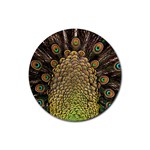 Peacock Feathers Wheel Plumage Rubber Round Coaster (4 pack)  Front