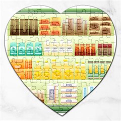 Supermarket Shelf Coffee Tea Grains Jigsaw Puzzle (heart) by Celenk