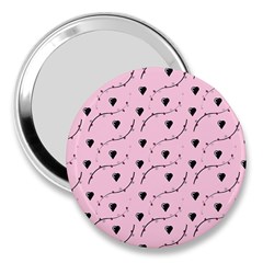 Love Hearth Pink Pattern 3  Handbag Mirrors by Celenk