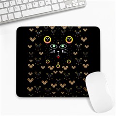 Merry Black Cat In The Night And A Mouse Involved Pop Art Large Mousepads by pepitasart