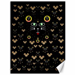 Merry Black Cat In The Night And A Mouse Involved Pop Art Canvas 36  X 48   by pepitasart