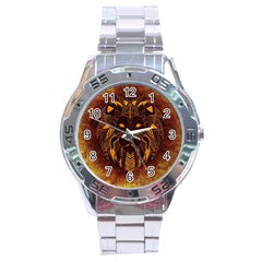 Lion Wild Animal Abstract Stainless Steel Analogue Watch by Celenk