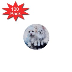 Cat Dog Cute Art Abstract 1  Mini Buttons (100 Pack)  by Celenk