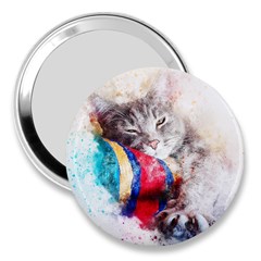 Cat Kitty Animal Art Abstract 3  Handbag Mirrors by Celenk