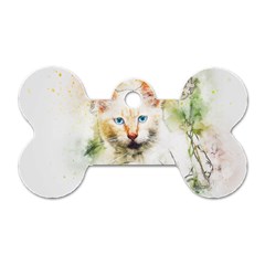 Cat Animal Art Abstract Watercolor Dog Tag Bone (two Sides) by Celenk