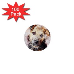 Dog Animal Pet Art Abstract 1  Mini Buttons (100 Pack)  by Celenk