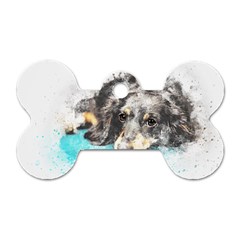 Dog Animal Art Abstract Watercolor Dog Tag Bone (two Sides) by Celenk