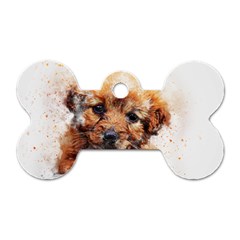 Dog Puppy Animal Art Abstract Dog Tag Bone (two Sides) by Celenk