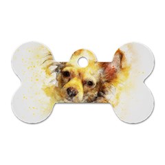 Dog Animal Art Abstract Watercolor Dog Tag Bone (two Sides) by Celenk