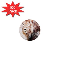 Lion Animal Art Abstract 1  Mini Buttons (100 Pack)  by Celenk