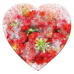 Strawberries Fruit Food Art Jigsaw Puzzle (heart) by Celenk