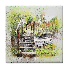 River Bridge Art Abstract Nature Tile Coasters by Celenk