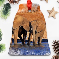 Elephants Animal Art Abstract Bell Ornament (two Sides) by Celenk