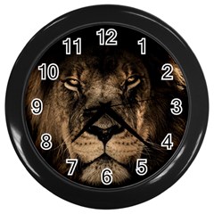 African Lion Mane Close Eyes Wall Clocks (black) by Celenk