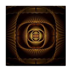 Fractal Copper Amber Abstract Tile Coasters by Celenk