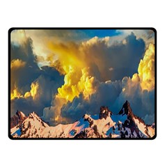 Mountains Clouds Landscape Scenic Fleece Blanket (small) by Celenk