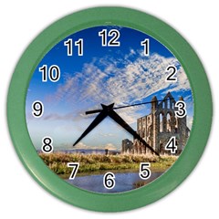 Ruin Church Ancient Architecture Color Wall Clocks by Celenk