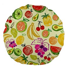 Cute Fruits Pattern Large 18  Premium Round Cushions by paulaoliveiradesign