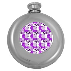 Purple Cherry Dots Round Hip Flask (5 Oz) by snowwhitegirl