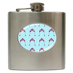 Blue Flower Red Hat Hip Flask (6 Oz) by snowwhitegirl