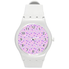 Blue Pink Hearts Round Plastic Sport Watch (m) by snowwhitegirl