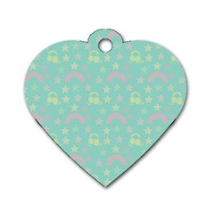 Music Stars Seafoam Dog Tag Heart (one Side) by snowwhitegirl