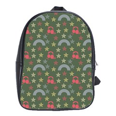 Music Stars Grass Green School Bag (large) by snowwhitegirl