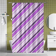 Purple Diagonal Lines Shower Curtain 48  X 72  (small)  by snowwhitegirl