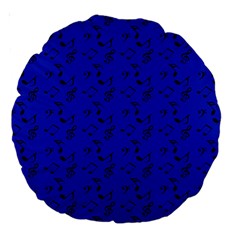 Royal Blue Music Large 18  Premium Round Cushions by snowwhitegirl