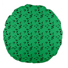 Green Music Large 18  Premium Round Cushions by snowwhitegirl