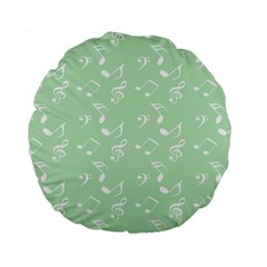 Mint Green White Music Standard 15  Premium Round Cushions by snowwhitegirl