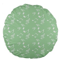 Mint Green White Music Large 18  Premium Round Cushions by snowwhitegirl