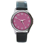 Rose Grey Round Metal Watch Front