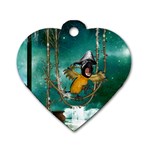 Funny Pirate Parrot With Hat Dog Tag Heart (Two Sides) Back